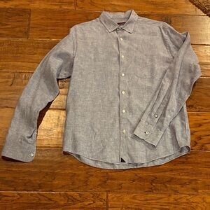 UNTUCKit Light Blue Linen Denim Casual Slim Fit Button-Down Shirt